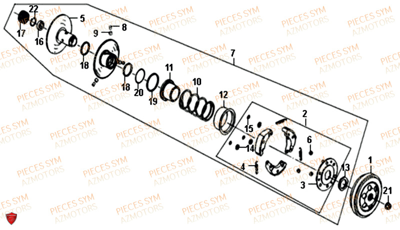 Embrayage SYM Pièces ALLO 50 - AJ05WA-EU (2019-2020)