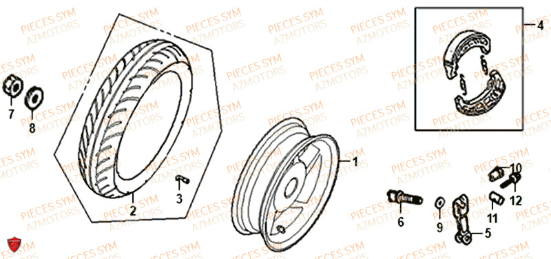 ROUE ARRIERE SYM ALLO 50 4T 2019