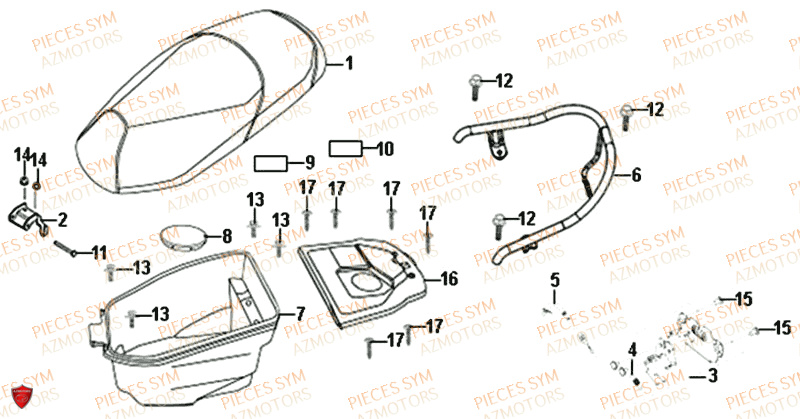 Selle SYM Pièces ALLO 50 - AJ05WA-EU (2019-2020)