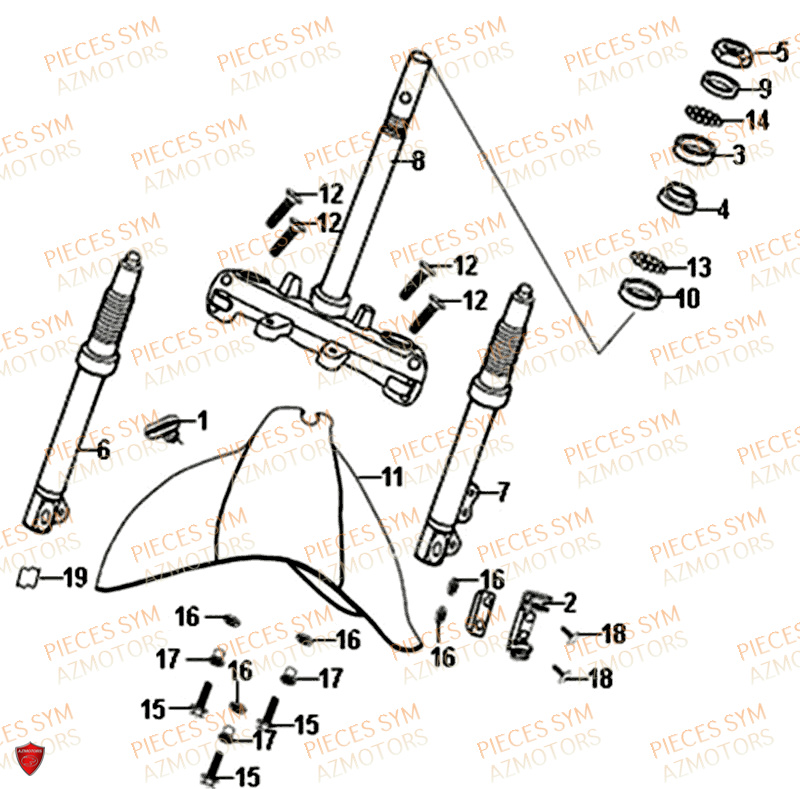 Te De Fourche SYM Pièces ALLO 50 - AJ05WA-EU (2019-2020)