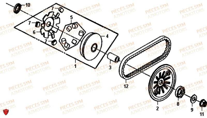 Variateur SYM Pièces ALLO 50 - AJ05WA-EU (2019-2020)