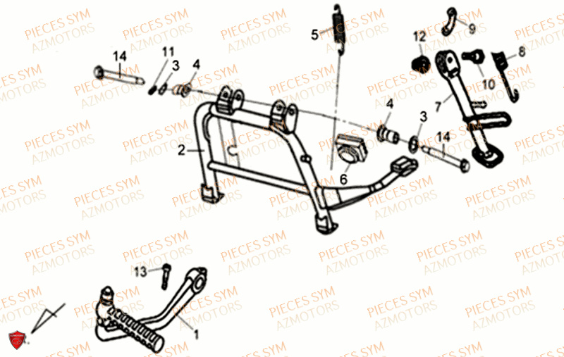 Bequille SYM Pièces ALLO 50 GT 2014 - AJ05W8-EU