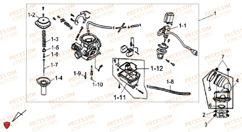 Carburateur SYM Pièces ALLO 50 GT 2014 - AJ05W8-EU