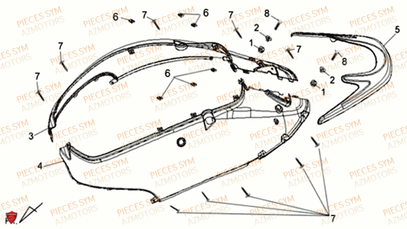 Carenage Lateral SYM Pièces ALLO 50 GT 2014 - AJ05W8-EU