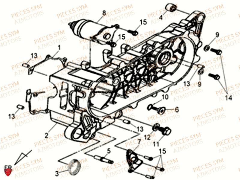 Carter Moteur Gauche SYM Pièces ALLO 50 GT 2014 - AJ05W8-EU