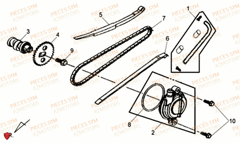 Distribution SYM Pièces ALLO 50 GT 2014 - AJ05W8-EU