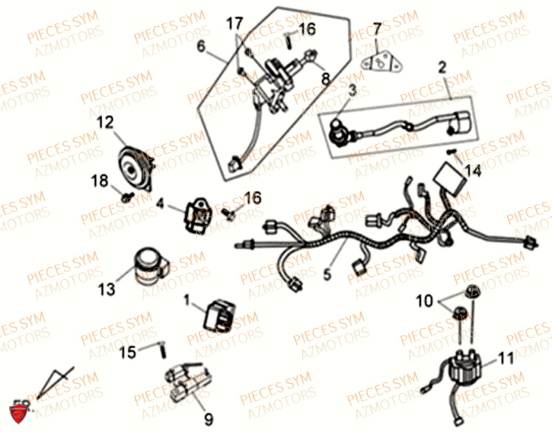 Equipement Electrique SYM Pièces ALLO 50 GT 2014 - AJ05W8-EU