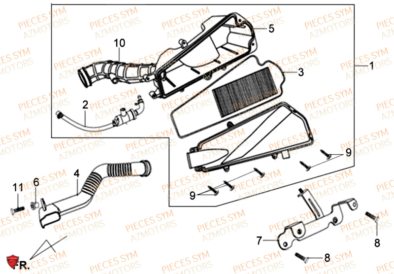 Filtre A Air SYM Pièces ALLO 50 GT 2014 - AJ05W8-EU