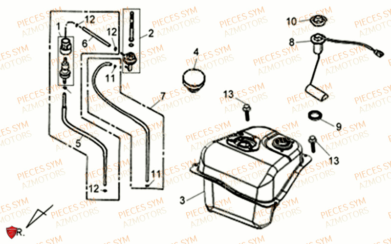 Reservoir SYM Pièces ALLO 50 GT 2014 - AJ05W8-EU