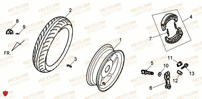 Roue Arriere SYM Pièces ALLO 50 GT 2014 - AJ05W8-EU