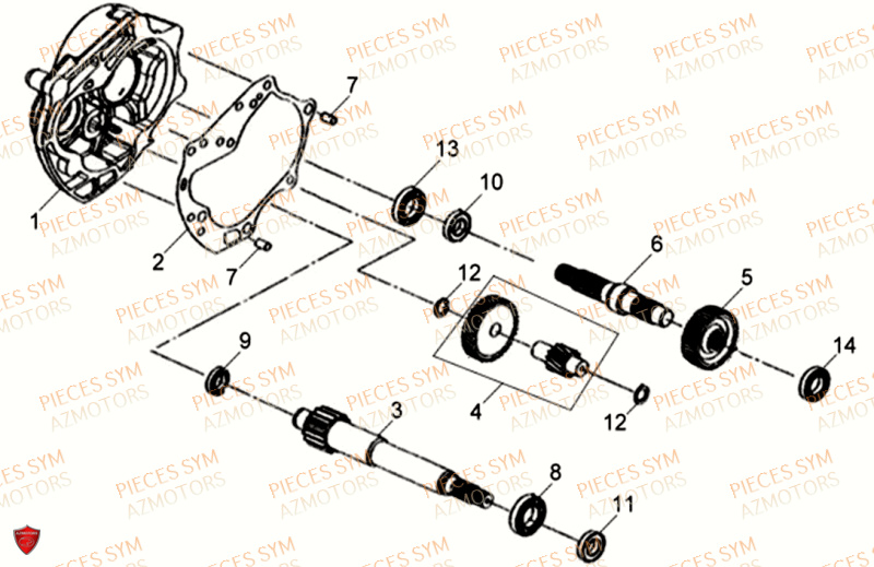 Transmission SYM Pièces ALLO 50 GT 2014 - AJ05W8-EU