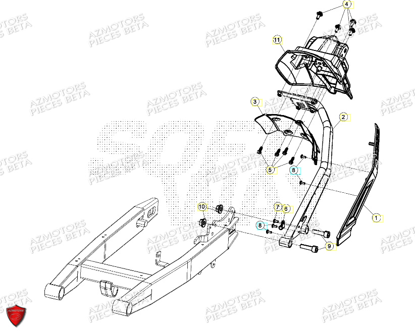 Bras Oscillant Support De Plaque BETA Pièces ALP 4.0 350 4T - 2024