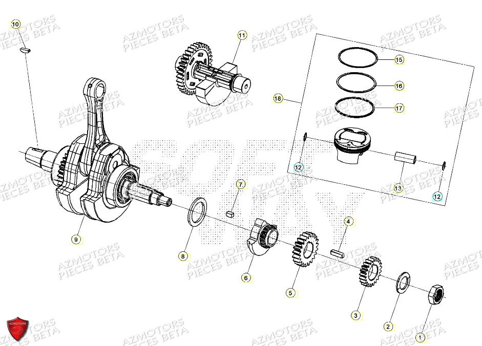 Vilebrequin Piston BETA Pièces ALP 4.0 350 4T - 2024