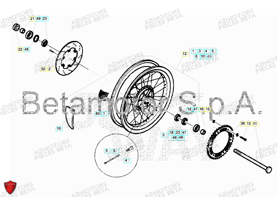 Roue Arriere BETA Pièces ALP 4.0 350 4T - 2018