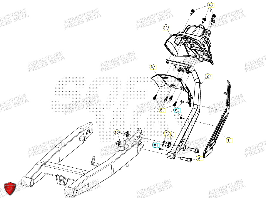 Bras Oscillant Support De Plaque BETA Pièces ALP X 350 4T 2024
