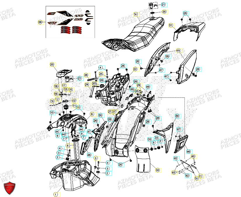 Carenages Arriere Selle BETA Pièces ALP X 350 4T 2024
