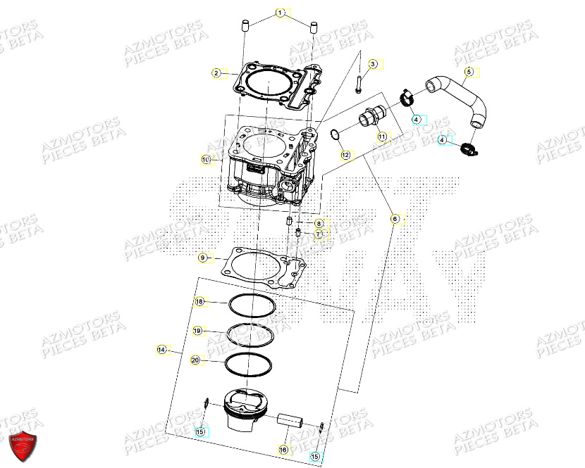 Cylindre Piston BETA Pièces ALP X 350 4T 2024
