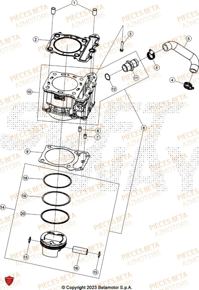 Cylindre BETA Pièces ALP X 350 4T 2025
