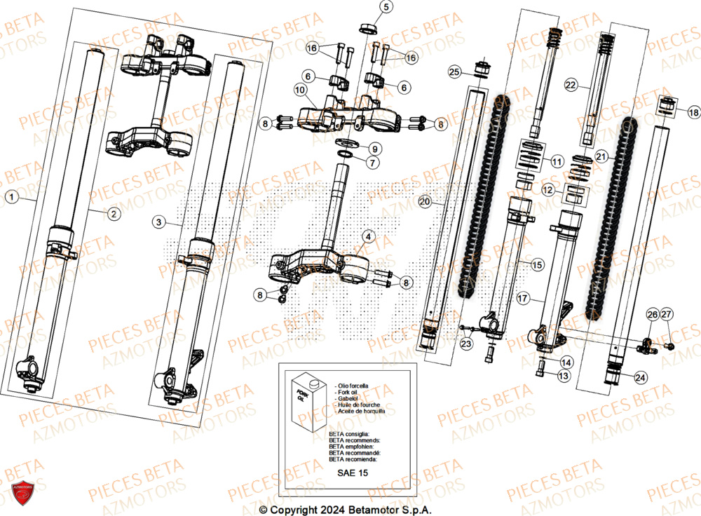 Fourche BETA Pièces ALP X 350 4T 2025
