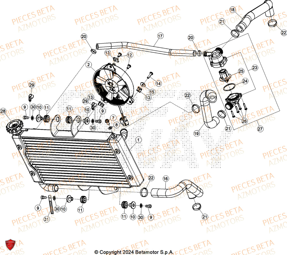 Radiateur BETA Pièces ALP X 350 4T 2025
