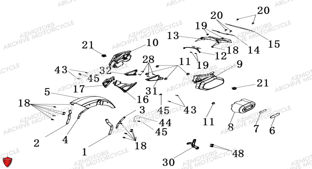 Carenages Gardes Boue Avant ARCHIVE MOTO PIECE ARCHIVE BLACKPEARL 125cc EURO5