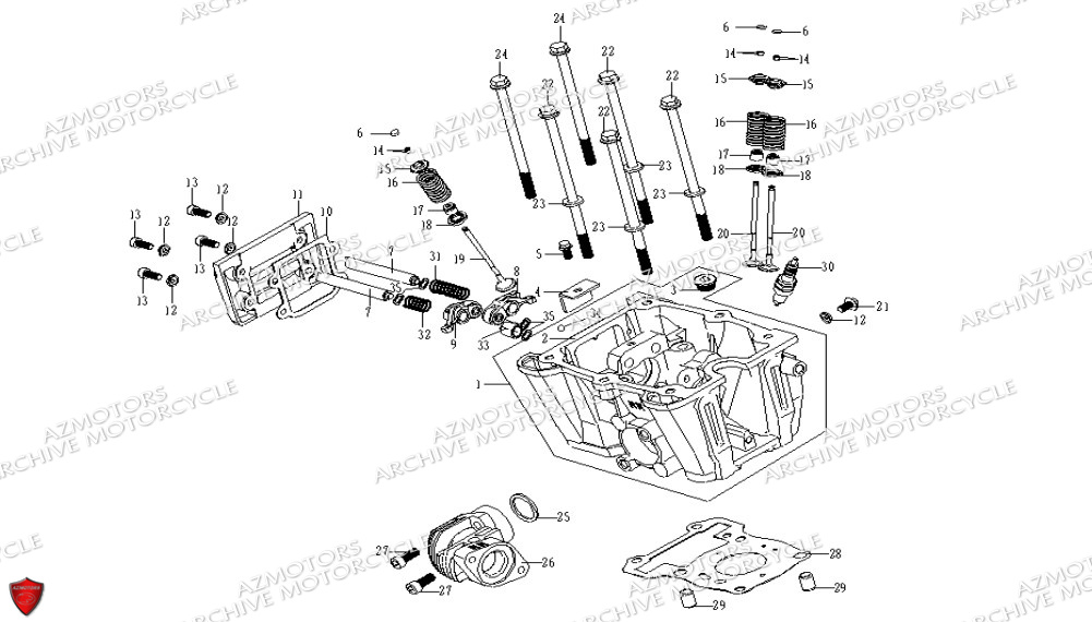 Culasse Arriere ARCHIVE MOTO PIECE ARCHIVE BLACKPEARL 125cc EURO5