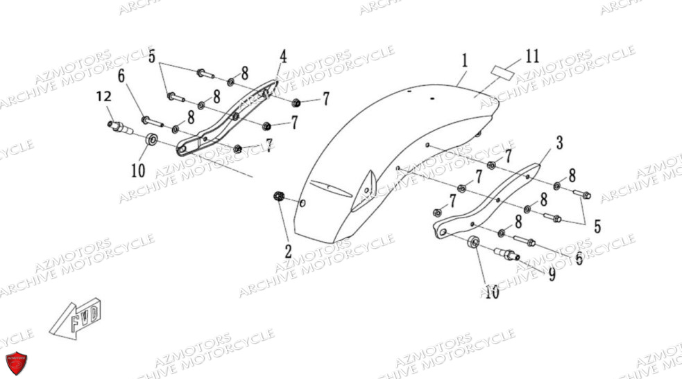 Garde Boue Arriere ARCHIVE MOTO PIECE ARCHIVE BLACKPEARL 125cc EURO5