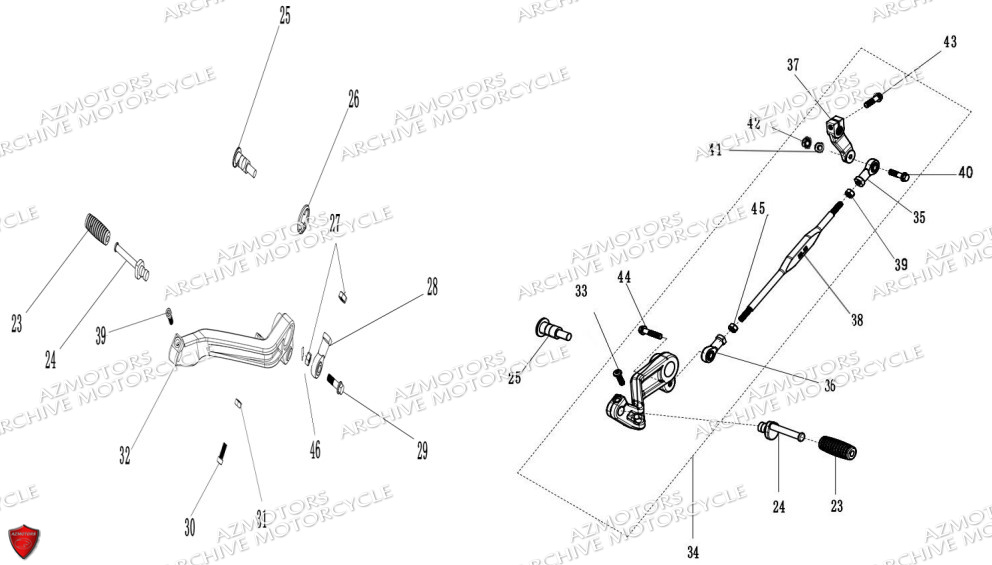 Pedale De Frein Selecteur De Vitesses ARCHIVE MOTO PIECE ARCHIVE BLACKPEARL 125cc EURO5