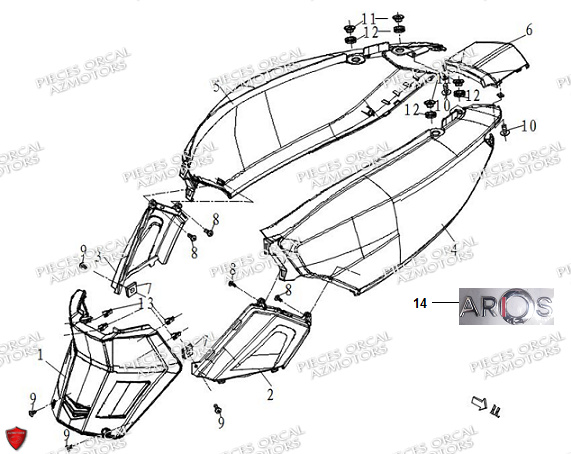 CARENAGES ARRIERE pour ARIOS 50 4T 10 POUCES