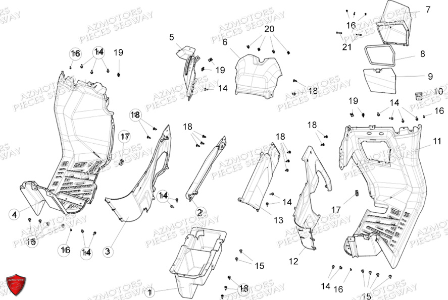 Carrosserie Marche Pied SEGWAY Pieces AT5L VERSION LUXE CHASSIS LONG