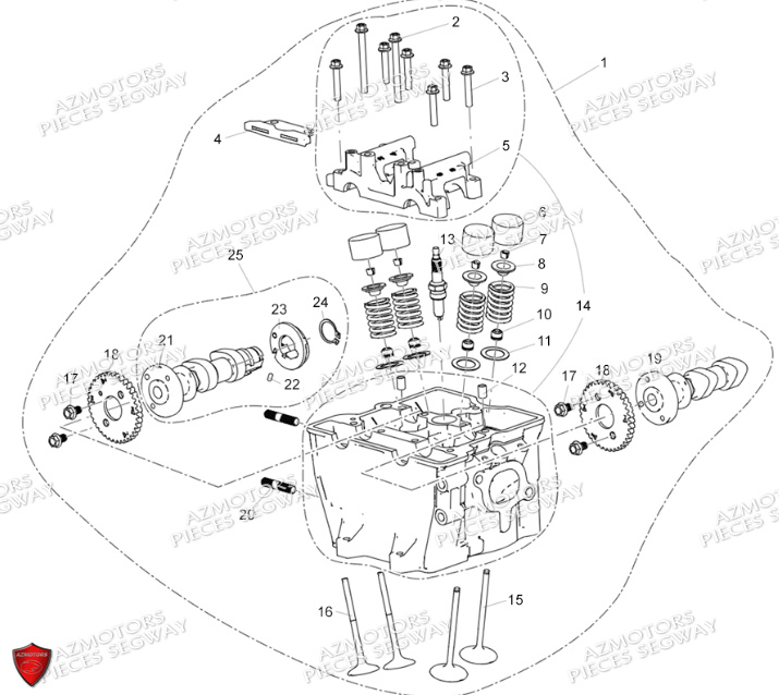 Ensemble Culasse SEGWAY Pieces AT5L VERSION LUXE CHASSIS LONG