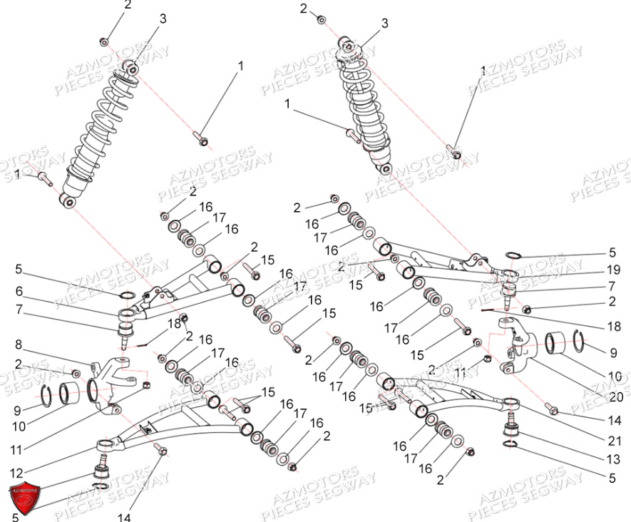 Ensemble Suspension Avant SEGWAY Pieces AT5L VERSION LUXE CHASSIS LONG