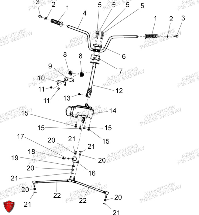 Guidon Direction Assistee SEGWAY Pieces AT5L VERSION LUXE CHASSIS LONG