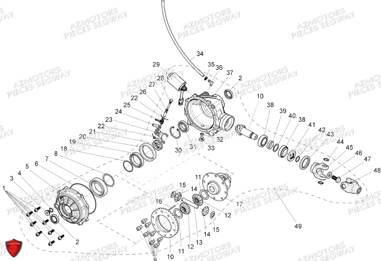 Pont Arriere SEGWAY Pieces AT5L VERSION LUXE CHASSIS LONG