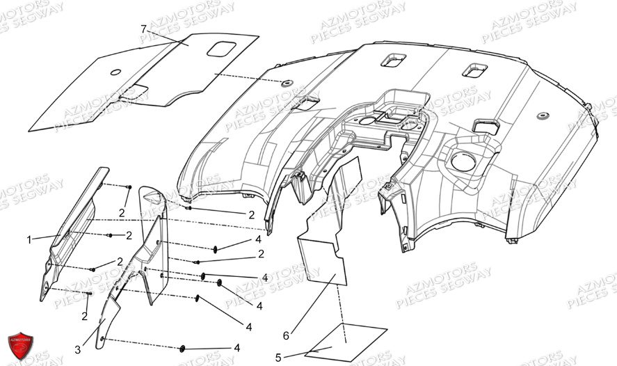 Protections Thermiques Arriere SEGWAY Pieces AT5L VERSION LUXE CHASSIS LONG