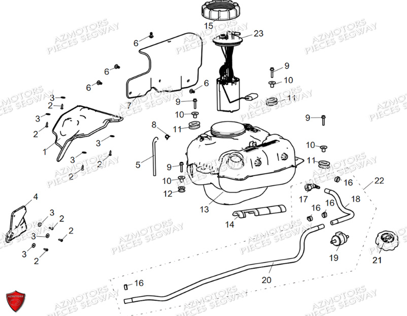 Reservoir A Carburant SEGWAY Pieces AT5L VERSION LUXE CHASSIS LONG