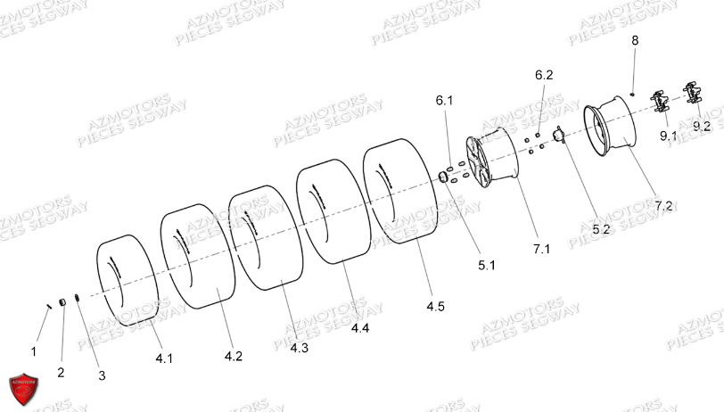 Roues Arriere SEGWAY Pieces AT5L VERSION LUXE CHASSIS LONG