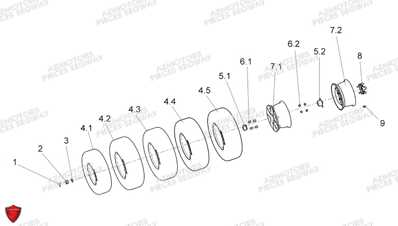 Roues Avant SEGWAY Pieces AT5L VERSION LUXE CHASSIS LONG