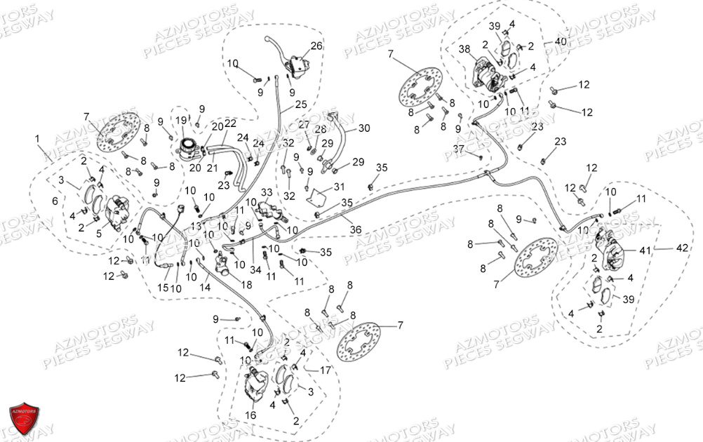 Systeme De Freinage SEGWAY Pieces AT5L VERSION LUXE CHASSIS LONG