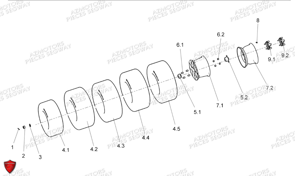 Roues Arriere SEGWAY Pieces SNARLER AT5S VERSION EPS