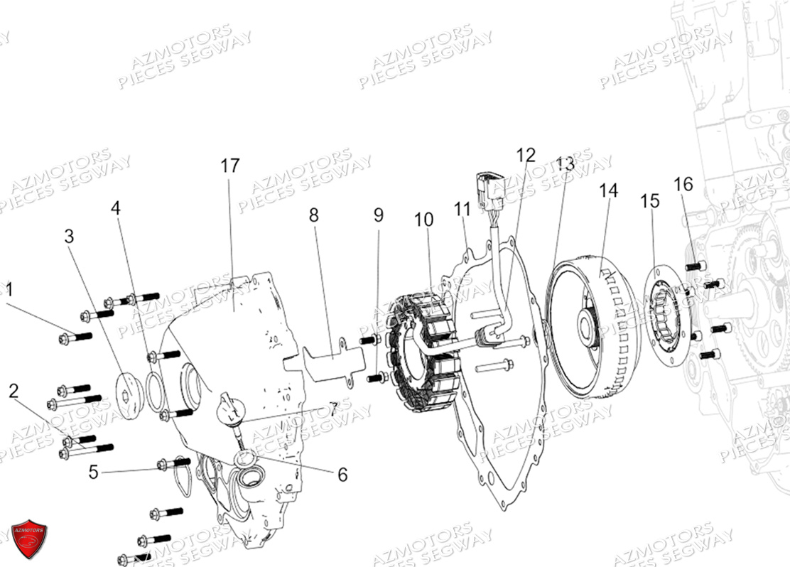 Cache Carter Gauche SEGWAY Pieces AT5S VERSION STANDARD