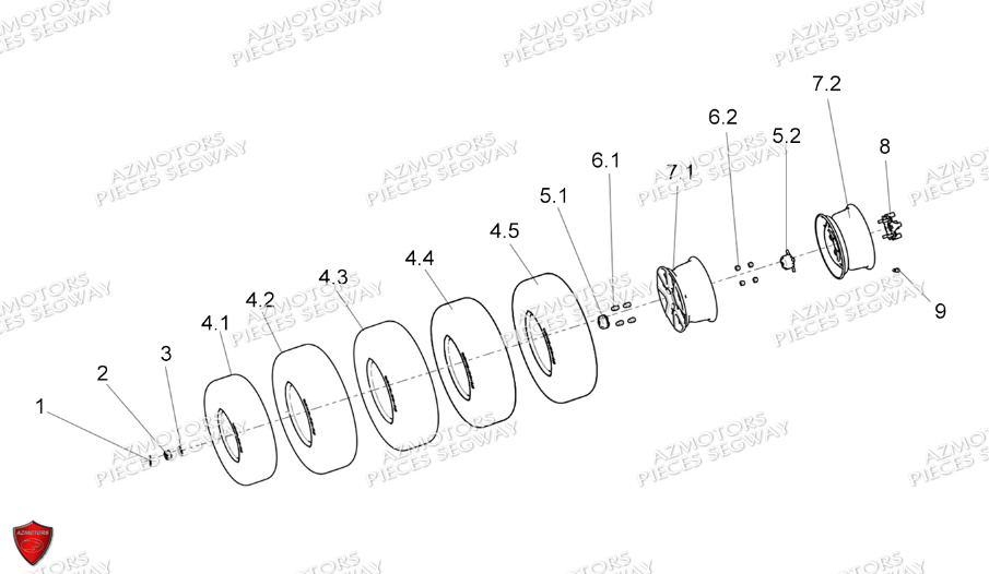 Roues Avant SEGWAY Pieces AT5S VERSION STANDARD