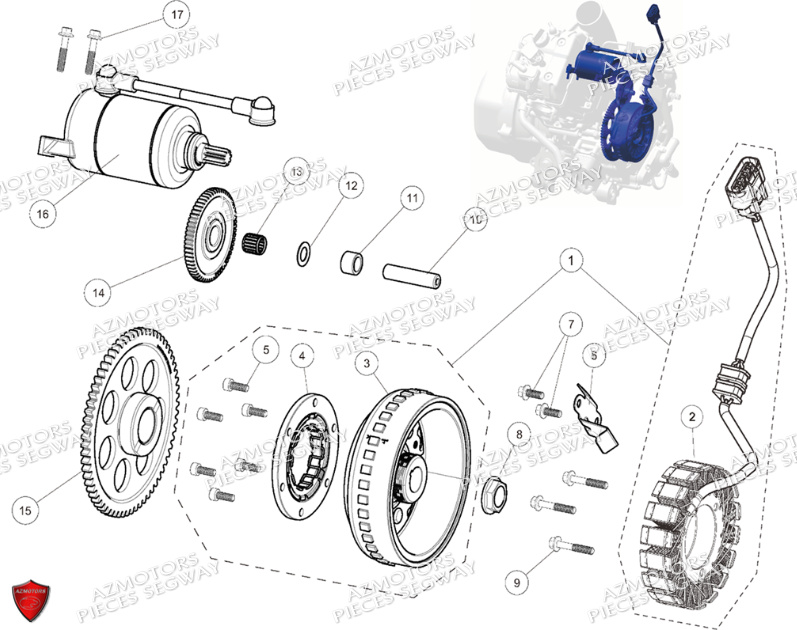 Ensemble Alternateur Demarreur SEGWAY Pièces SNARLER AT6 L EPS DELUXE