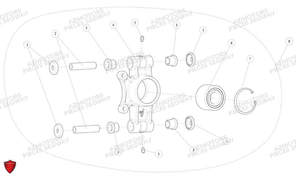 PIVOT DE ROUE ARRIERE DROIT SUP OU EGAL 001782 SEGWAY AT6L