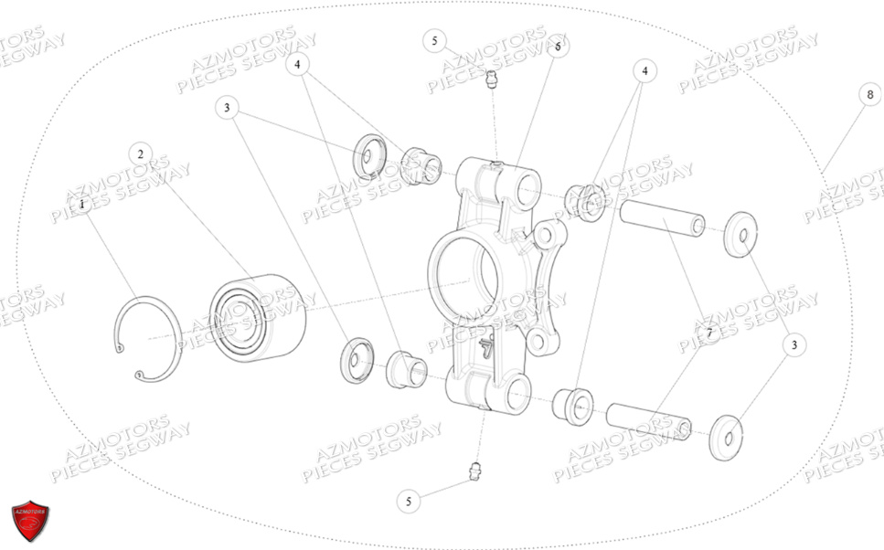 PIVOT DE ROUE ARRIERE GAUCHE SUP OU EGAL 001782 SEGWAY AT6L