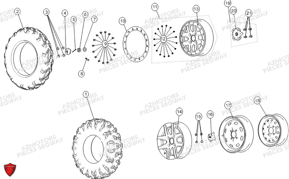 Roues Avant SEGWAY Pièces SNARLER AT6 L EPS DELUXE