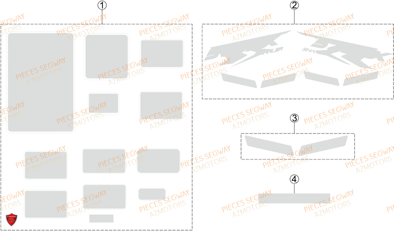 Autocollants SEGWAY Pièces AT6L STANDARD CHASSIS LONG