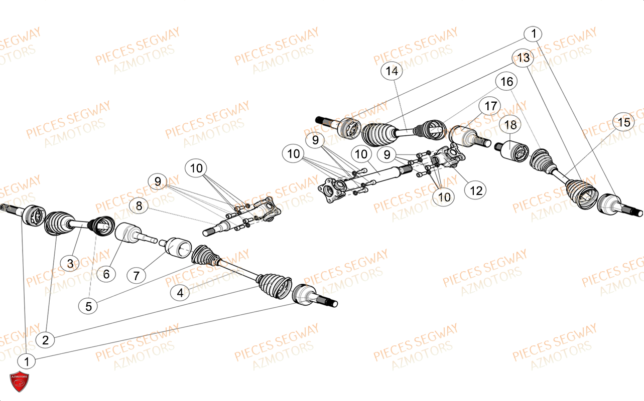 Cardans Details Long Ltd SEGWAY Pièces AT6L STANDARD CHASSIS LONG