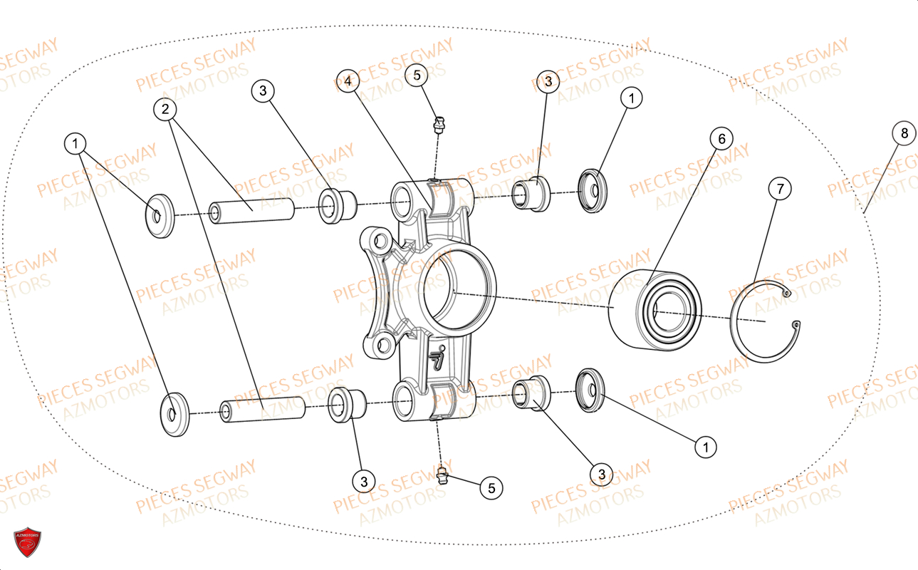 PIVOT DE ROUE AR DROIT SEGWAY AT6L STD