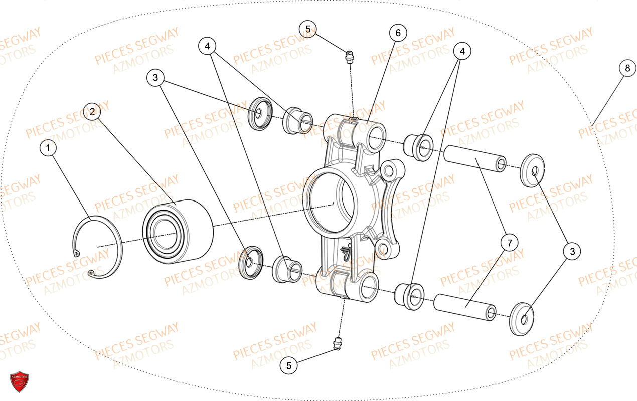 Pivot De Roue Ar Gauche SEGWAY Pièces AT6L STANDARD CHASSIS LONG